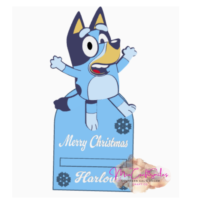 Blue Aussie Dog Custom Mailbox – Personalized Name – Holiday Edition Available