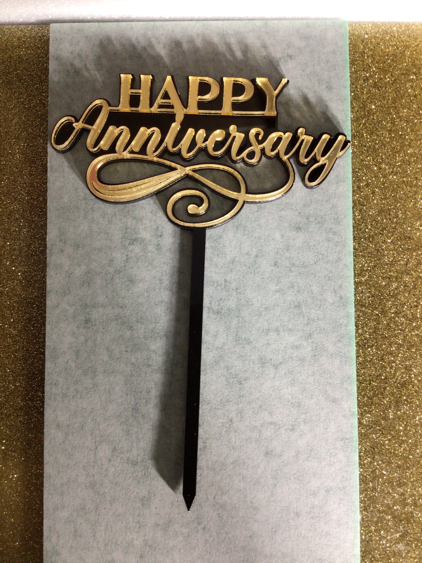 Layered Happy Anniversary Topper