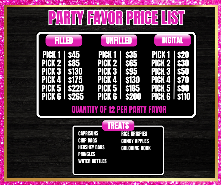 Custom Party Favor Order Request