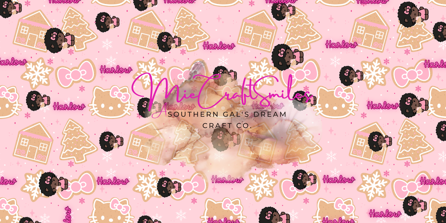Custom Satin Gift Wrap Sheets- Pink Kawaii Kitty