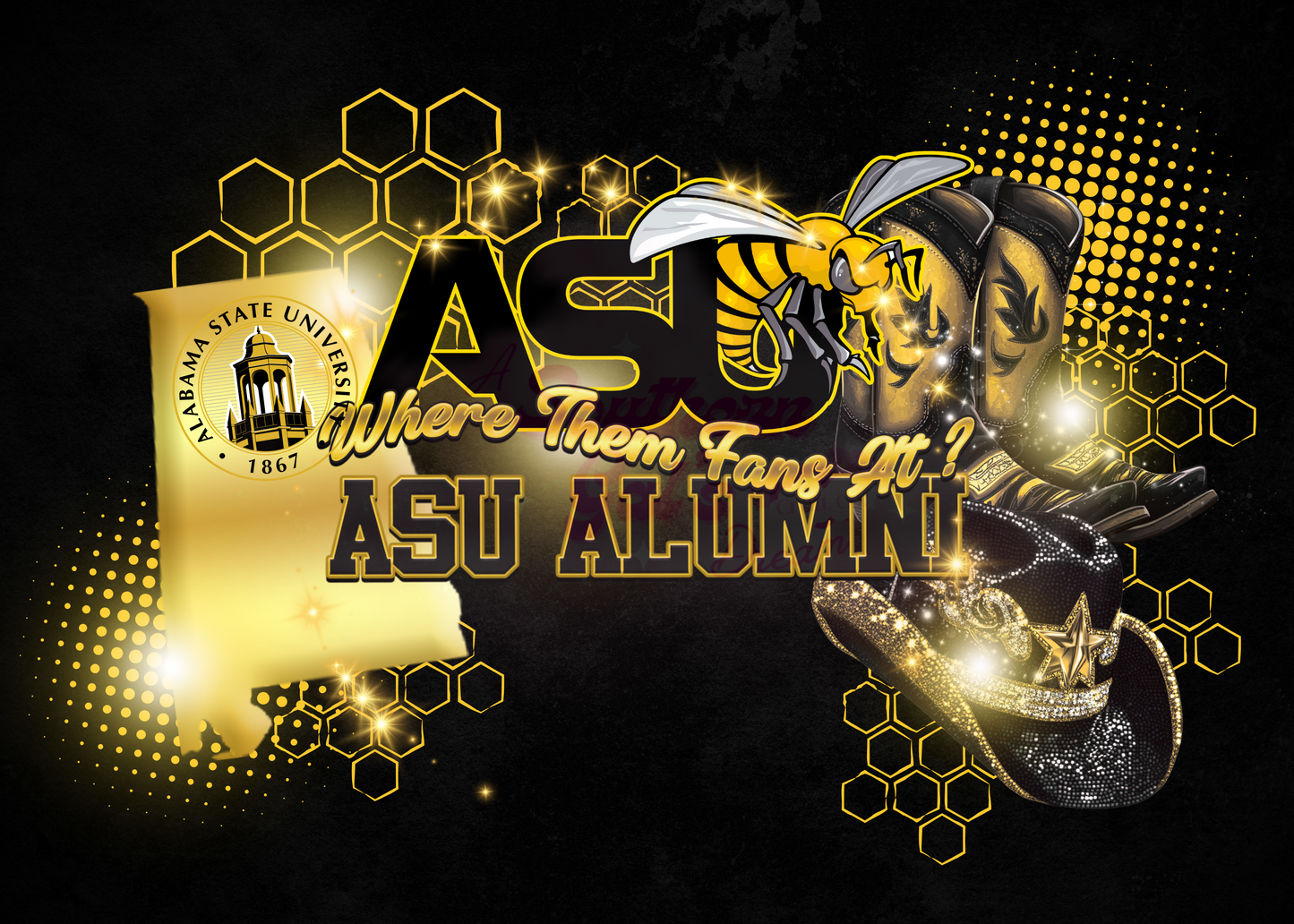 Alabama State Alumni Clack Fan – Hornet Pride in Every Snap! 🖤💛💨