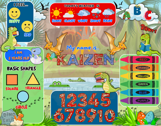DINO THEMED LEARNING  LAP TRAY TEMPLATE (EDITABLE)