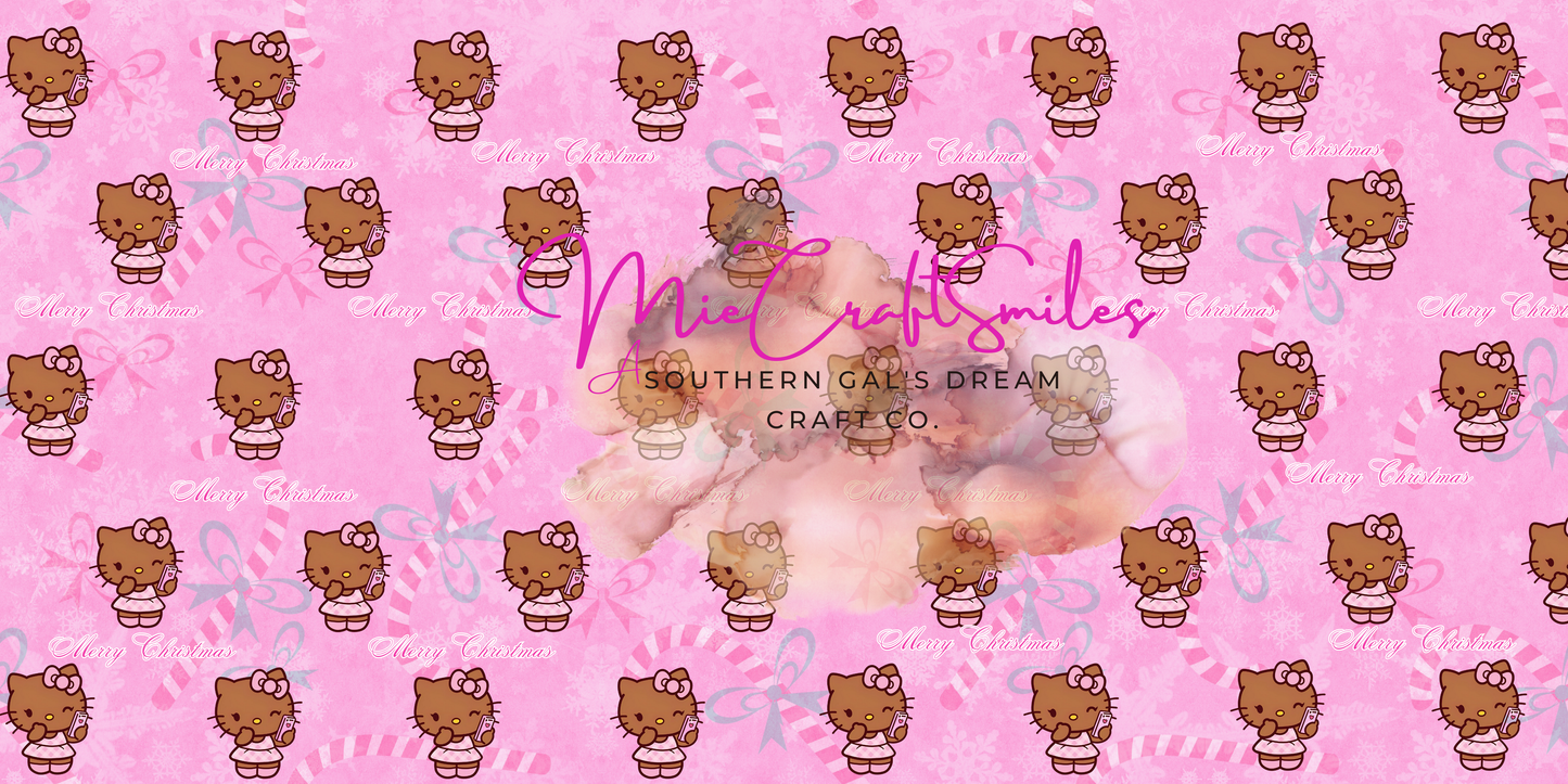 Custom Satin Gift Wrap Sheets- Pink Kawaii Kitty
