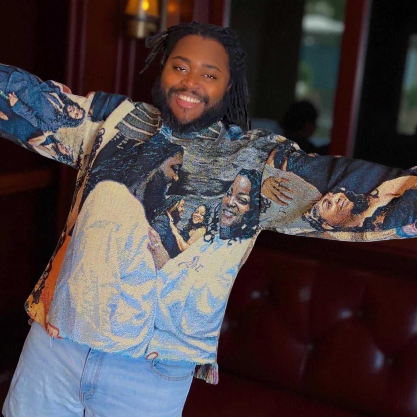 Custom Tapestry CREWNECK Personalized Woven Photo CREWNECK • Handmade Statement Apparel • Premium Gift