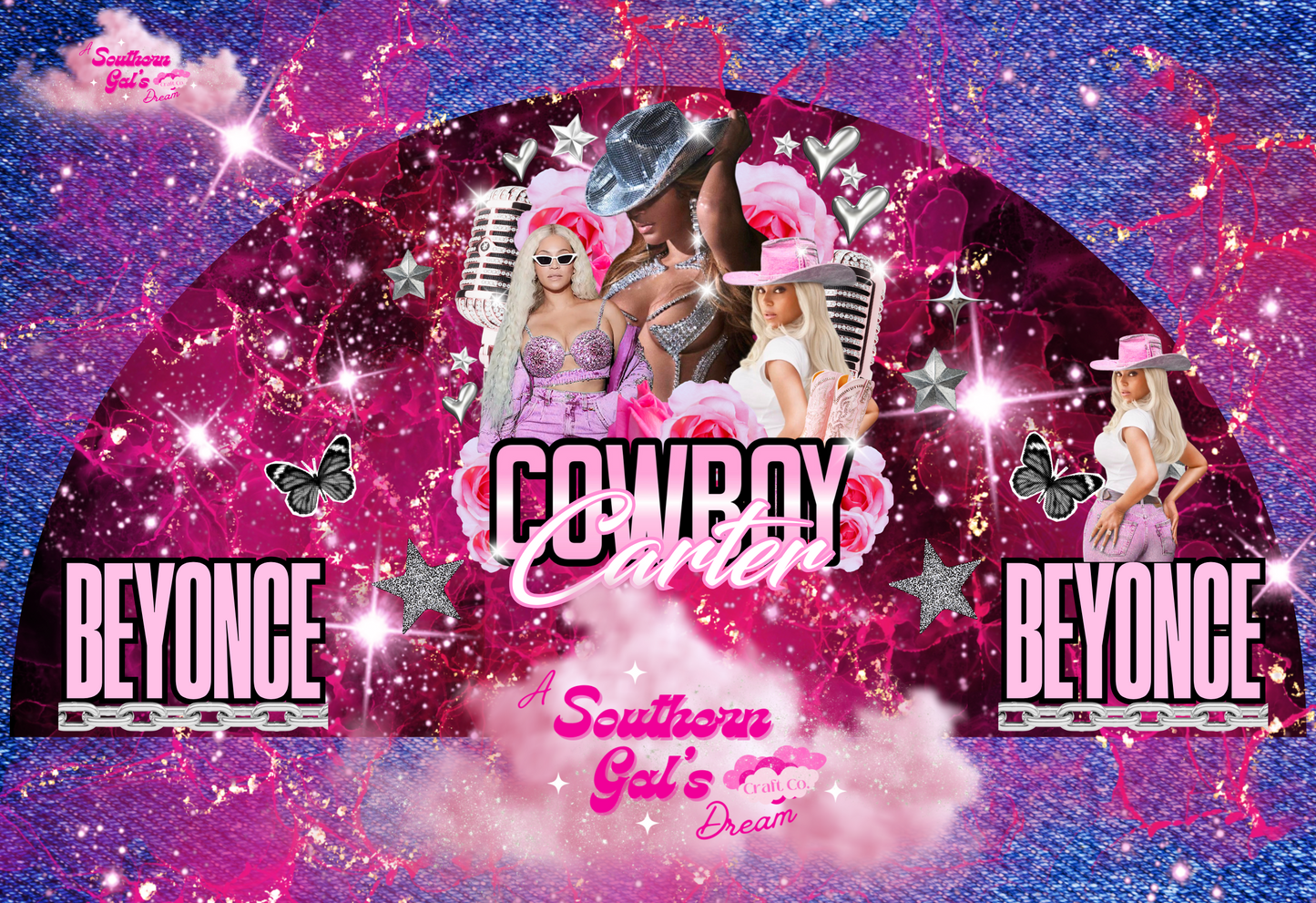 Pink & Denim Cowboy Carter Clack Fan – Yeehaw With a Snap! 💖👢💨